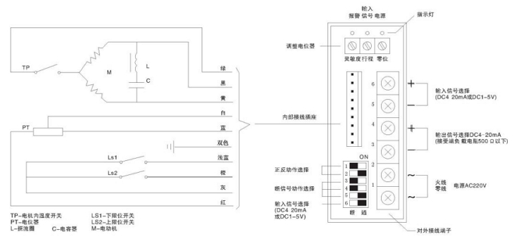 電動小流量調(diào)節(jié)閥（單項AC220V）接線圖